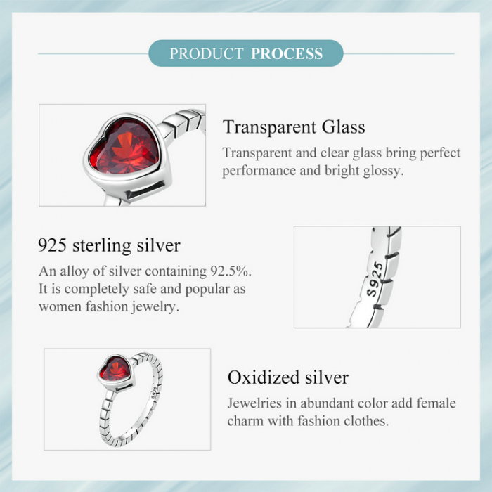 Inel argint  inima de burgundy [11]