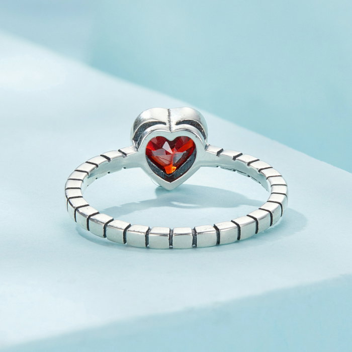 Inel argint  inima de burgundy [8]