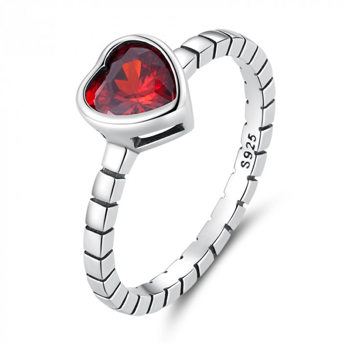 Inel argint  inima de burgundy [5]