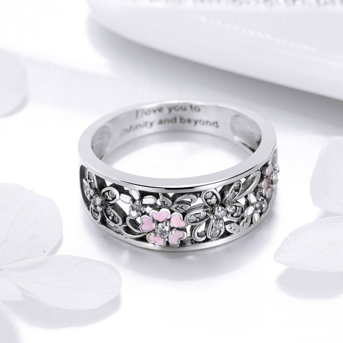 Inel argint lat cu flori de cires japonez Infinit Love [4]