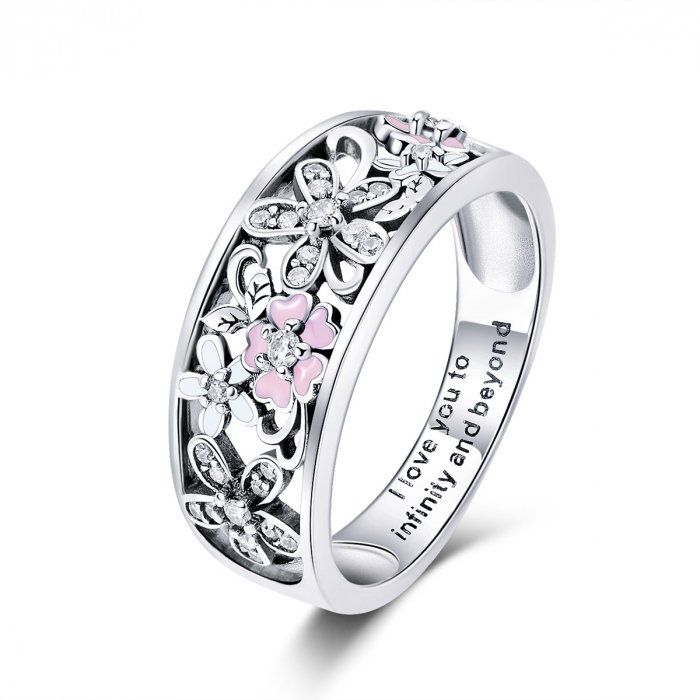 Inel argint lat cu flori de cires japonez Infinit Love [1]