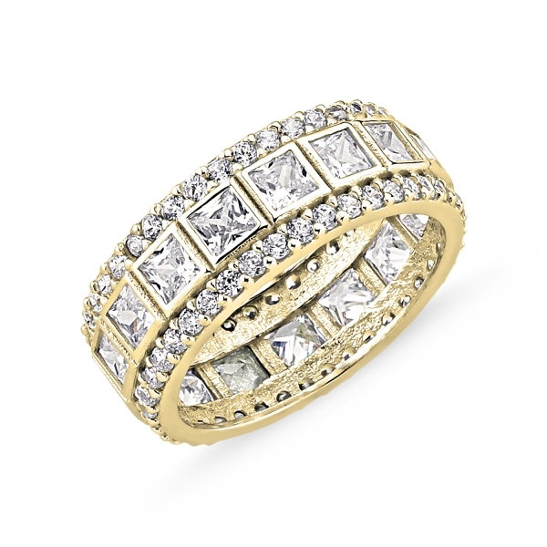 Inel argint lat placat cu aur, cu zirconii - Eternity [1]