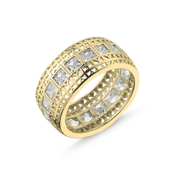 Inel argint lat placat cu aur, cu zirconii patrate - Eternity [1]