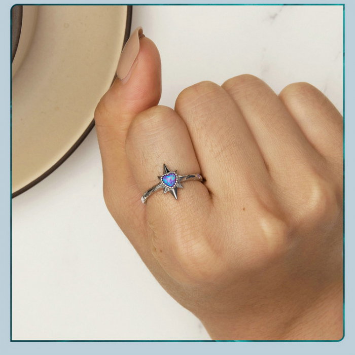 Inel argint pentagrama si inima [12]