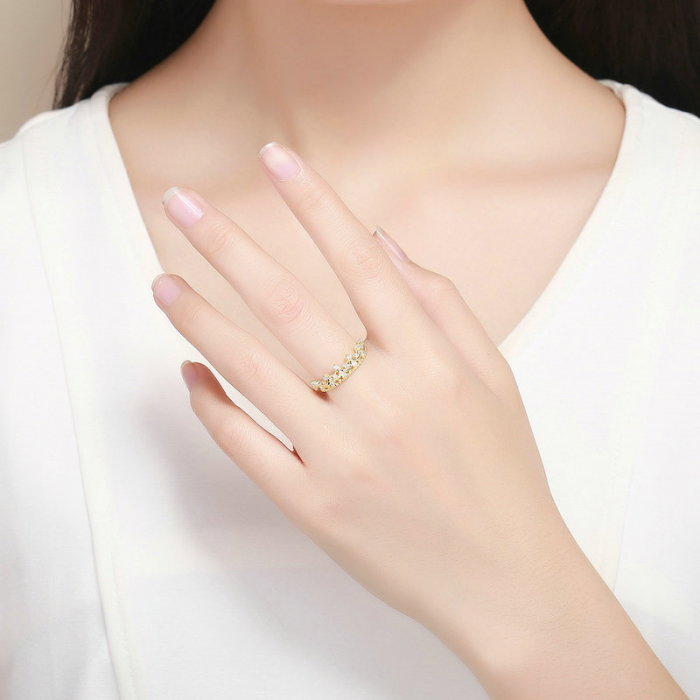 Inel argint placat cu aur, cu coroana si zirconii [2]