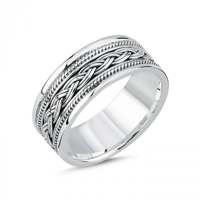 Inel argint lat cu model impletit [1]