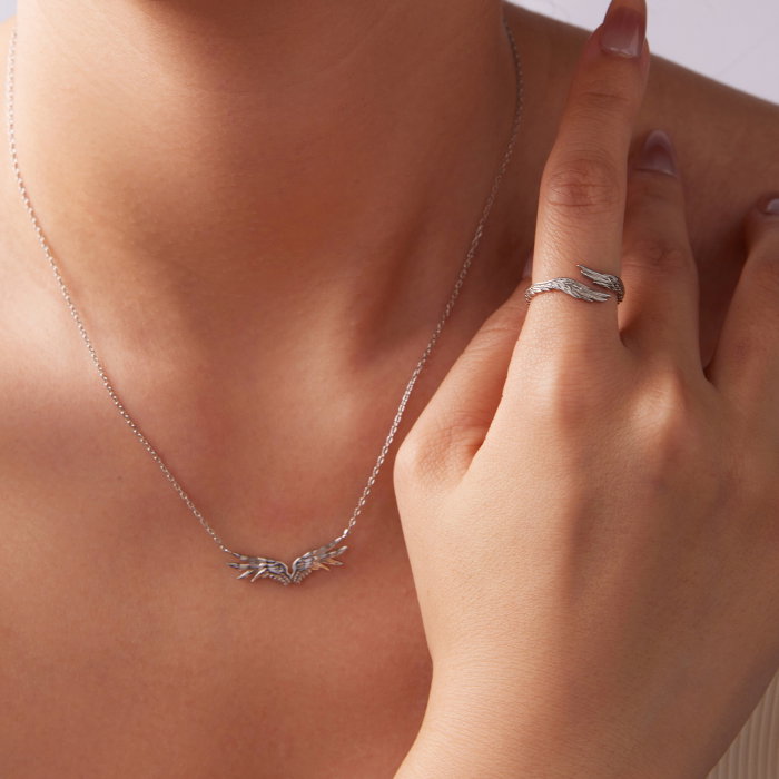 Inel argint reglabil aripi de inger [9]