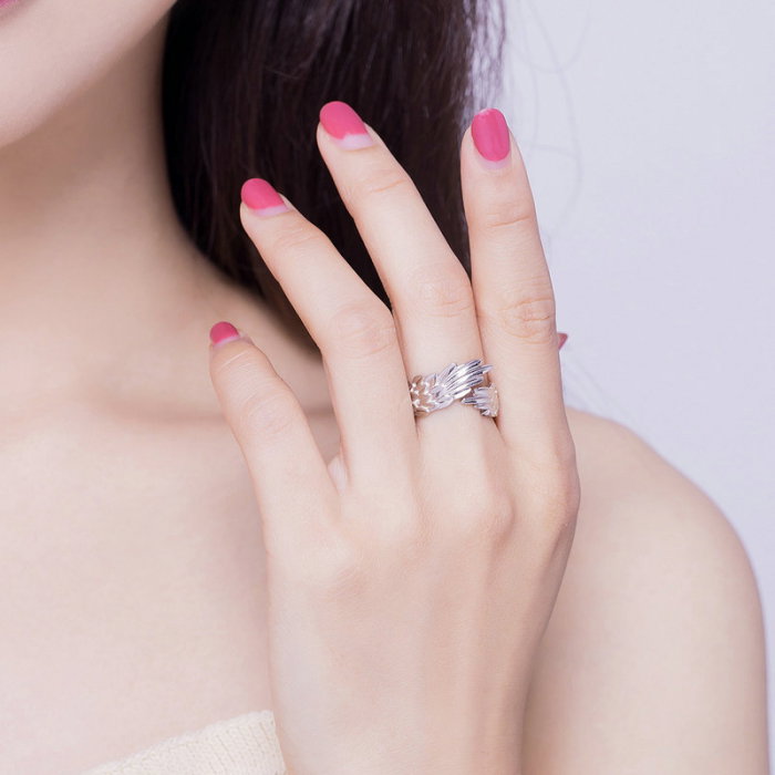 Inel argint reglabil Aripile Sperantei placat cu rodiu [2]