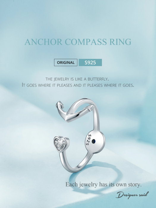 Inel argint reglabil busola si ancora [13]