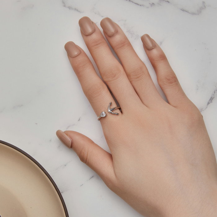 Inel argint reglabil busola si ancora [10]