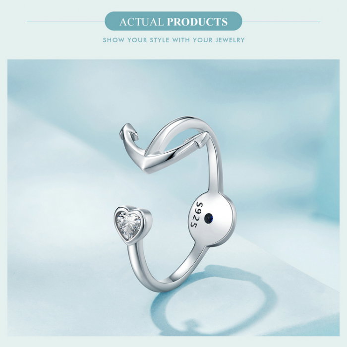 Inel argint reglabil busola si ancora [21]