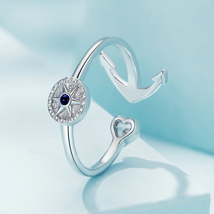 Inel argint reglabil busola si ancora [6]