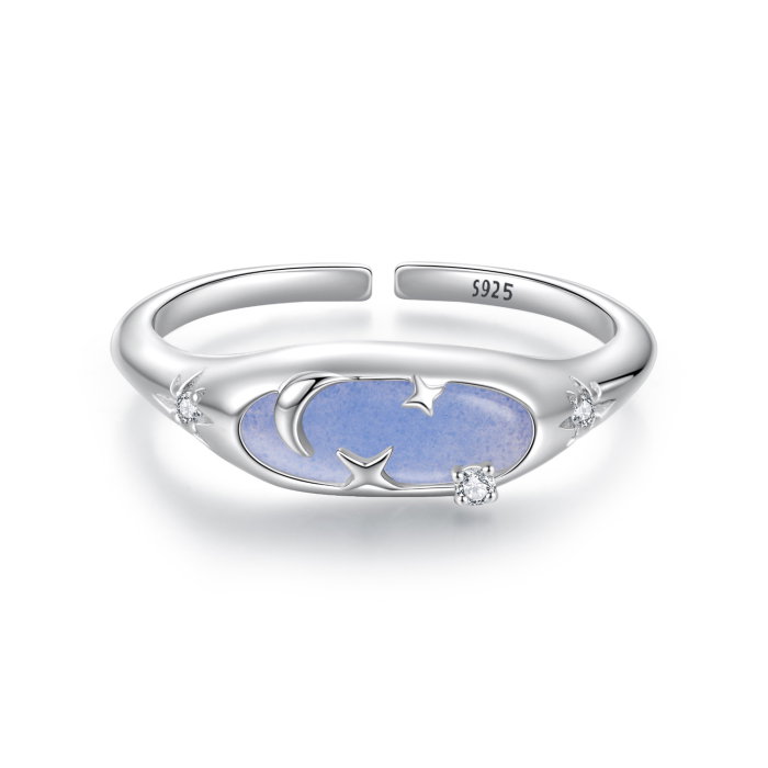 Inel argint reglabil cer instelat cu piatra luminiscenta [1]