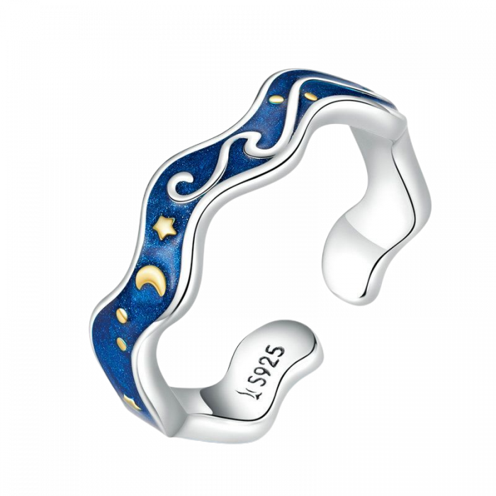 Inel argint reglabil Cer Instelat placat cu rodiu si aur [2]