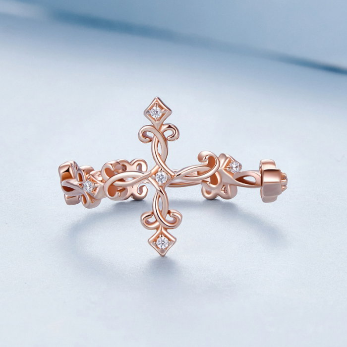 Inel argint reglabil cruce [5]