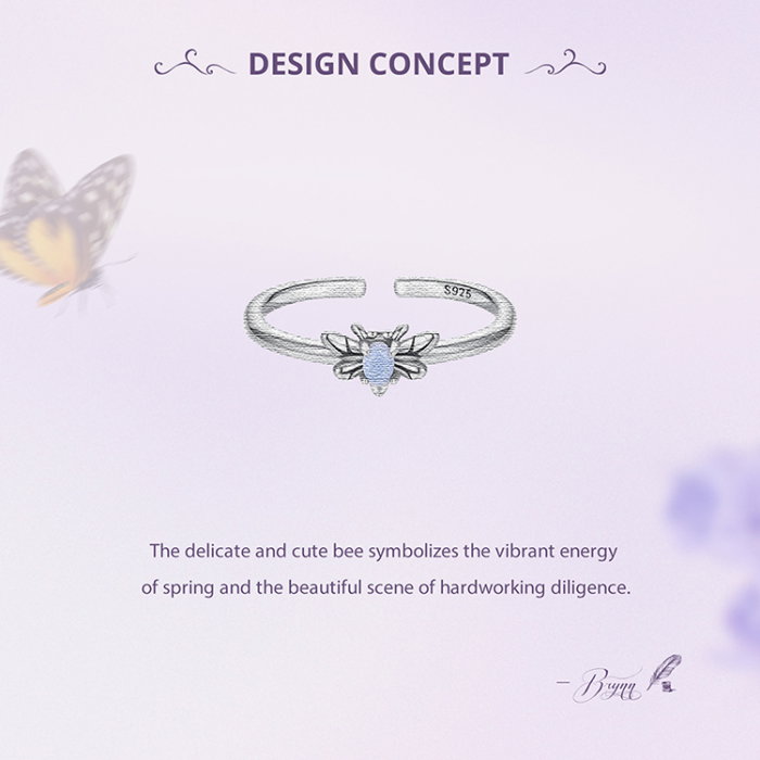 Inel argint reglabil cu albinuta fosforescenta [19]