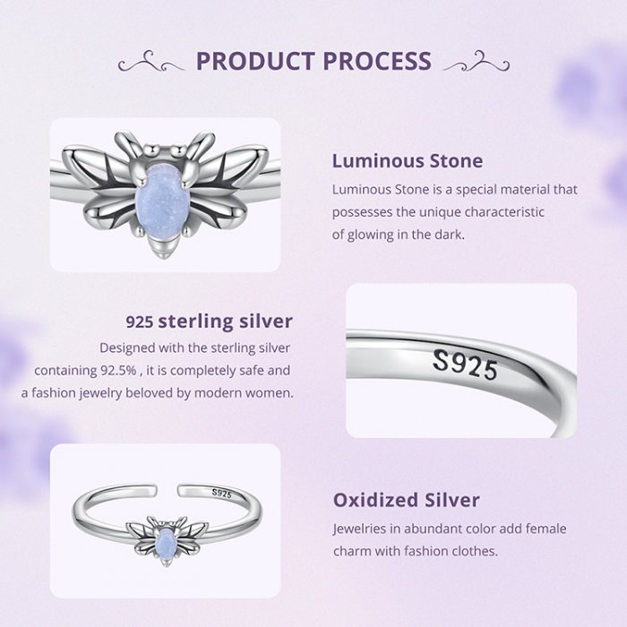 Inel argint reglabil cu albinuta fosforescenta [17]