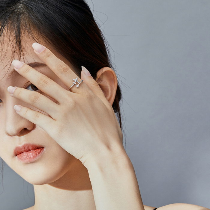 Inel argint reglabil cu avion si zirconii [7]