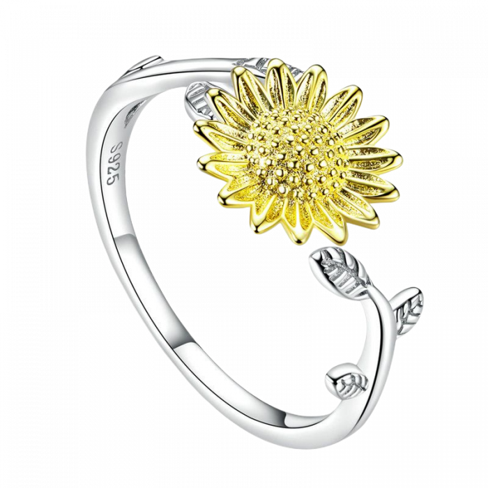 Inel argint reglabil cu floarea soarelui [1]