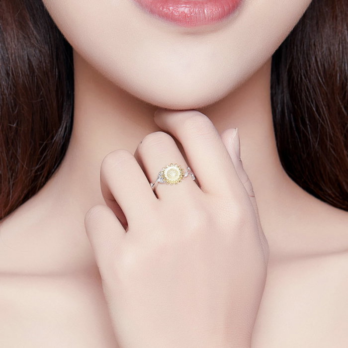 Inel argint reglabil cu floarea soarelui [2]