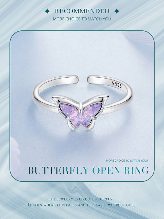 Inel argint reglabil cu fluturas [20]