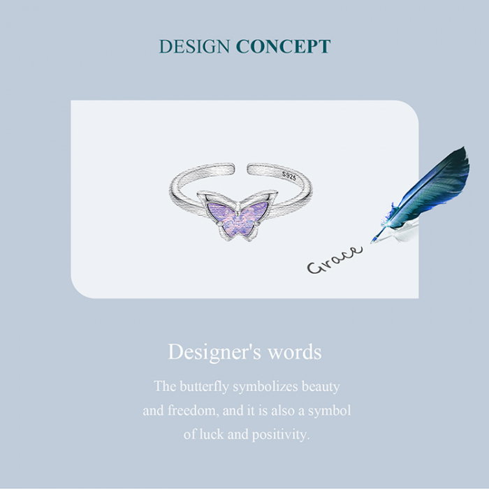 Inel argint reglabil cu fluturas [12]