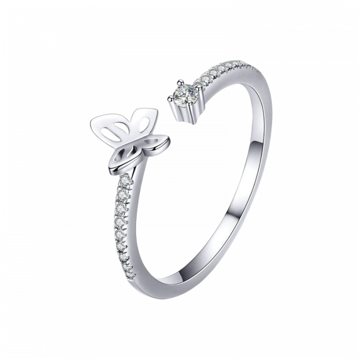 Inel argint reglabil cu fluturas placat cu rodiu [1]