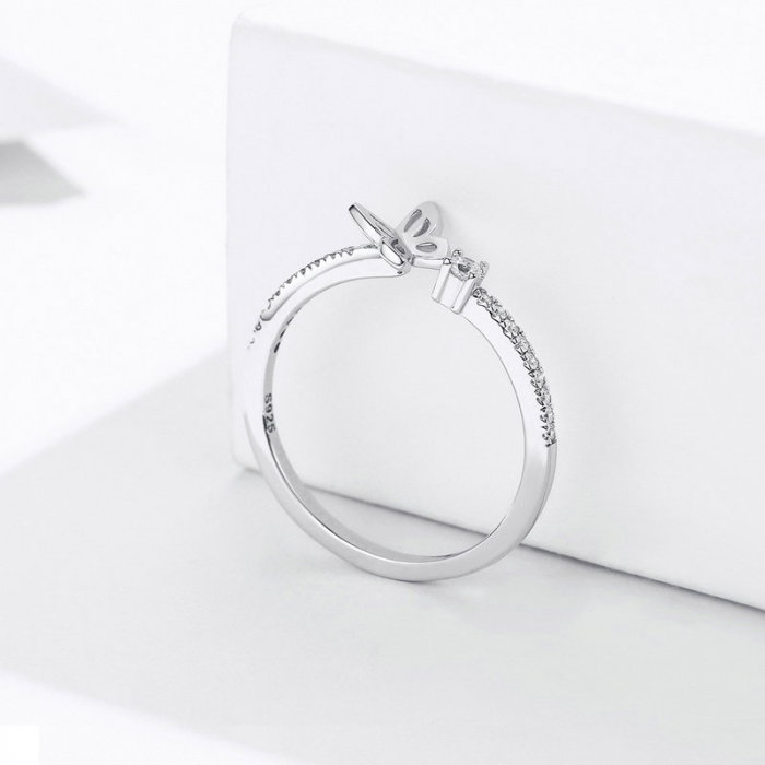 Inel argint reglabil cu fluturas placat cu rodiu [5]