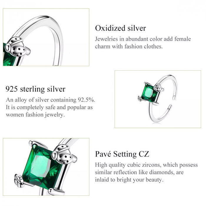 Inel argint reglabil cu gargarita si zirconiu verde [2]