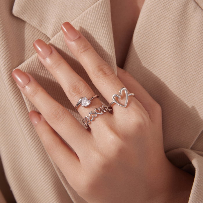 Inel argint reglabil cu inimioare [12]