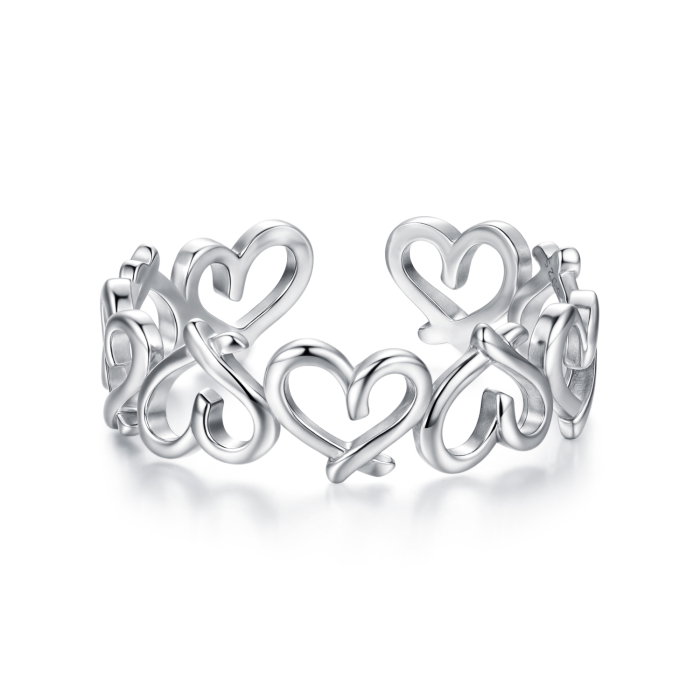 Inel argint reglabil cu inimioare [1]