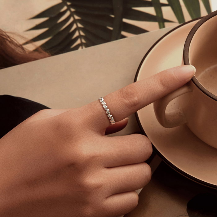 Inel argint reglabil cu inimioare [2]