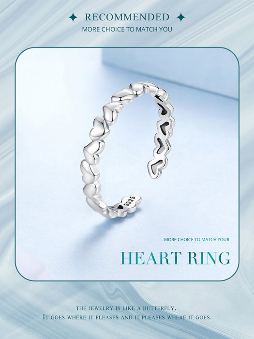 Inel argint reglabil cu inimioare [18]