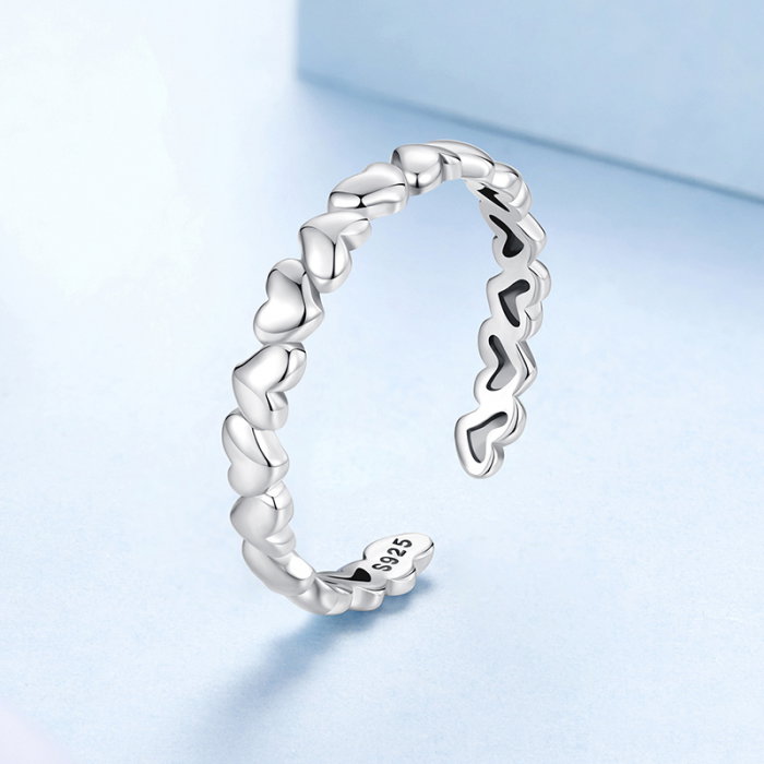 Inel argint reglabil cu inimioare [3]