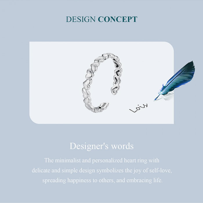 Inel argint reglabil cu inimioare [17]