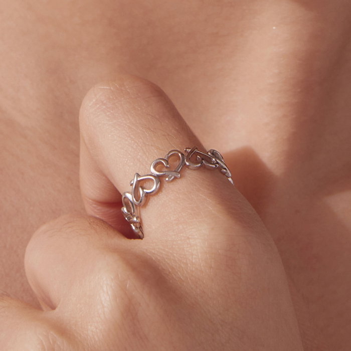 Inel argint reglabil cu inimioare [2]