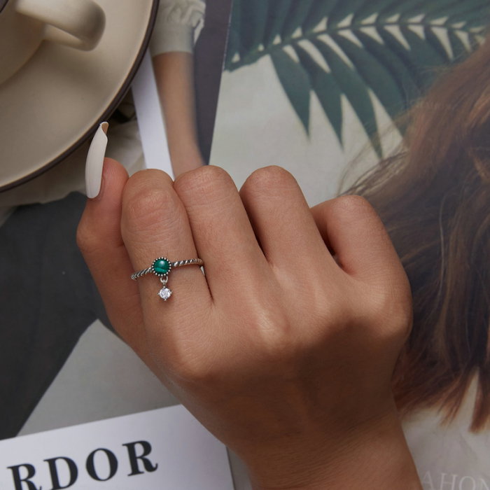 Inel argint reglabil cu malachit [6]