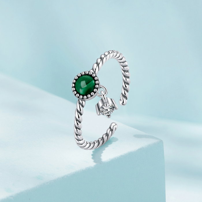 Inel argint reglabil cu malachit [2]