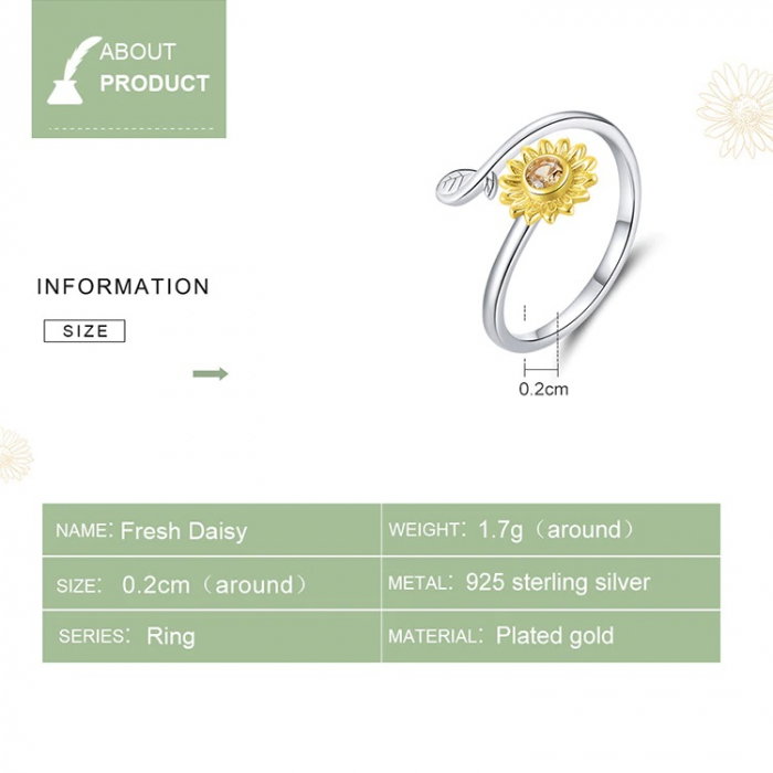 Inel argint reglabil cu margarete [5]