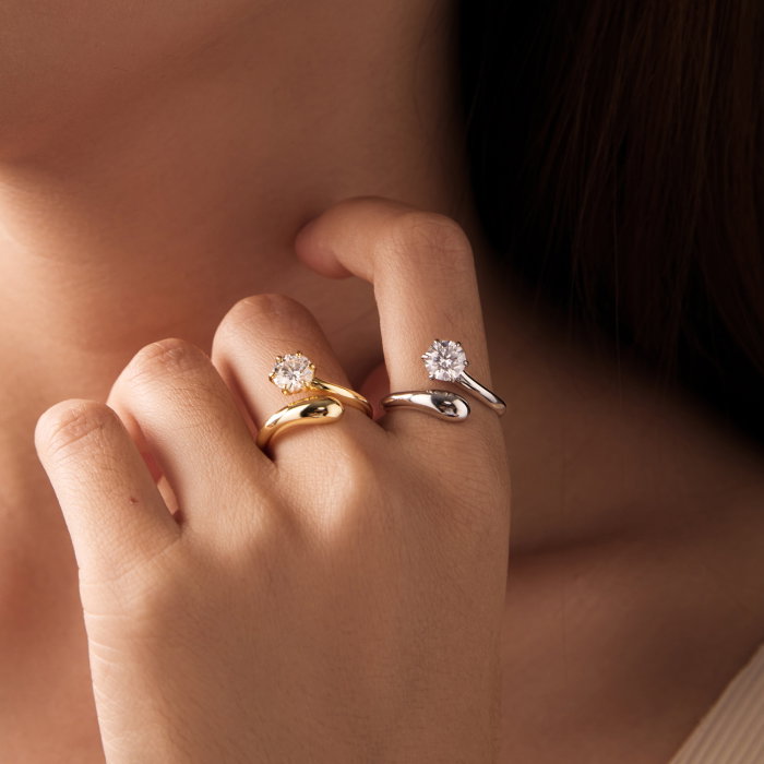 Inel argint reglabil cu Moissanit [9]