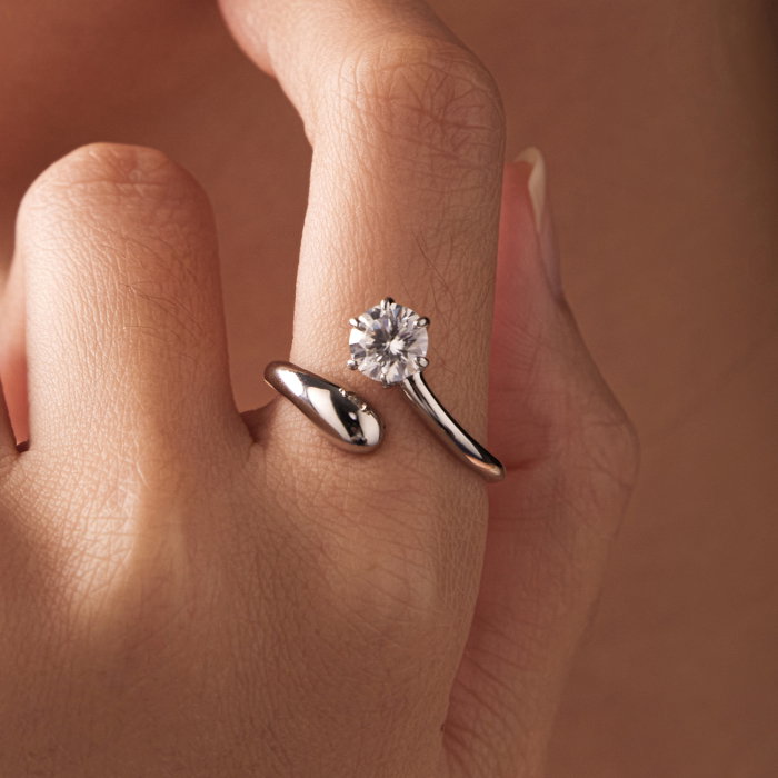 Inel argint reglabil cu Moissanit [2]