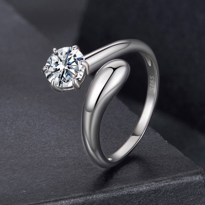 Inel argint reglabil cu Moissanit [3]