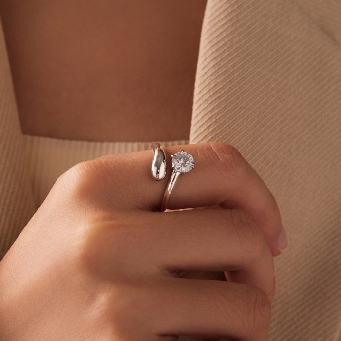 Inel argint reglabil cu Moissanit [6]