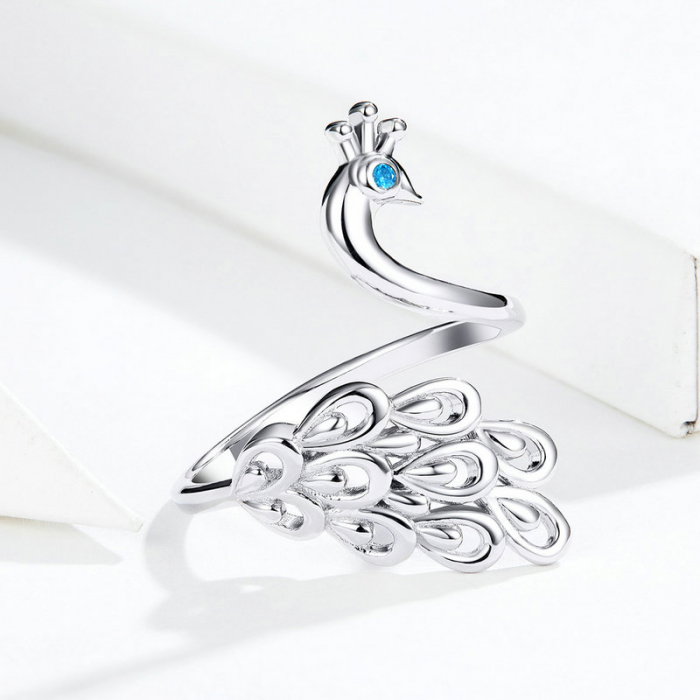 Inel argint reglabil cu paun si zirconiu [6]