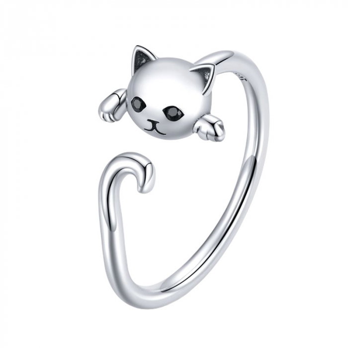 Inel argint reglabil cu pisica draguta [1]
