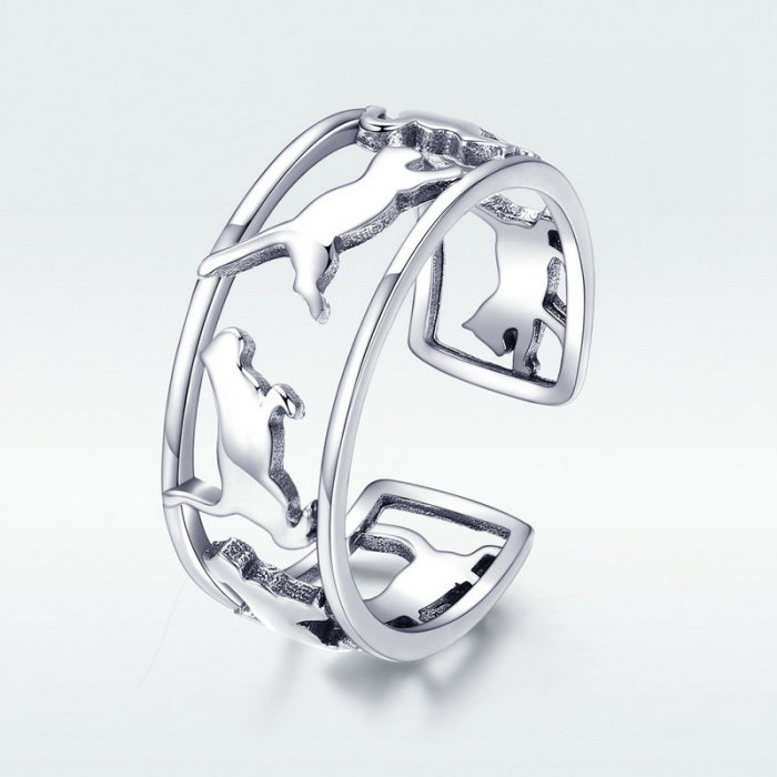 Inel argint reglabil cu pisicute jucause [3]