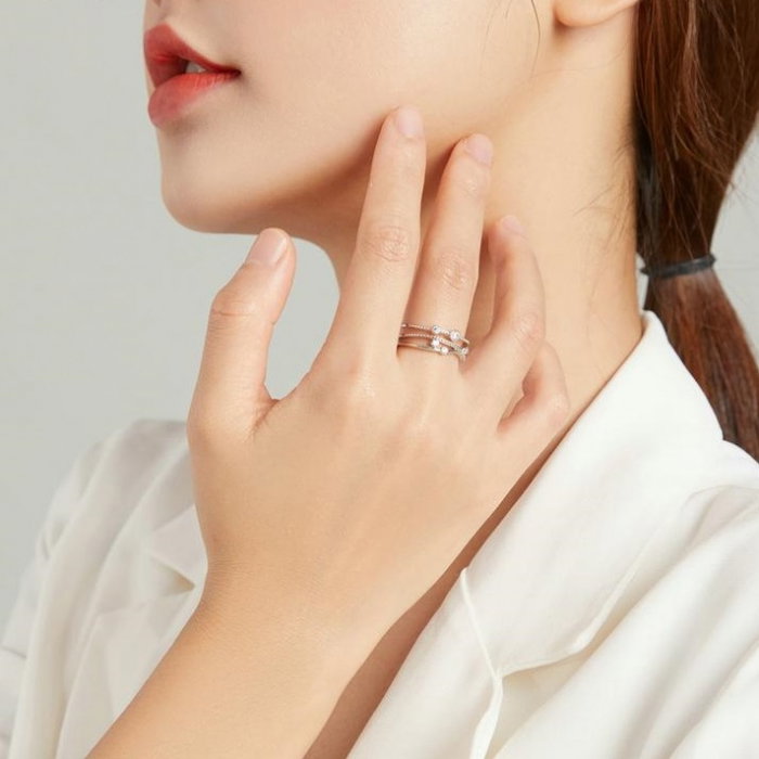 Inel argint reglabil cu stea stralucitoare [3]