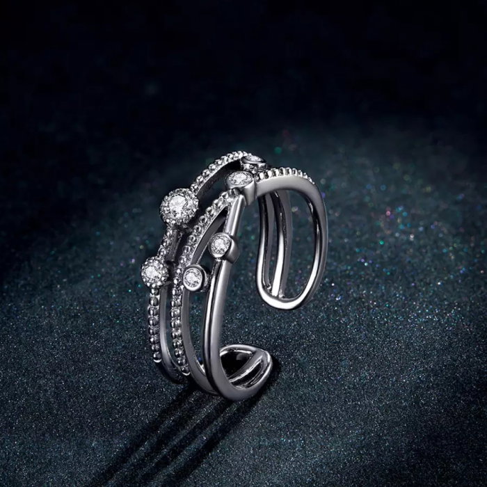 Inel argint reglabil cu stea stralucitoare [5]