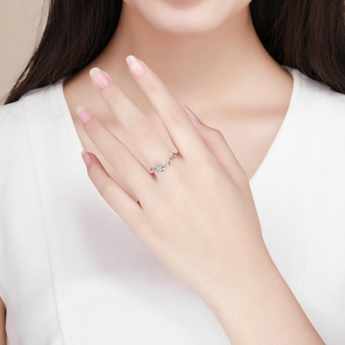 Inel argint reglabil cu steluta si zirconii [2]