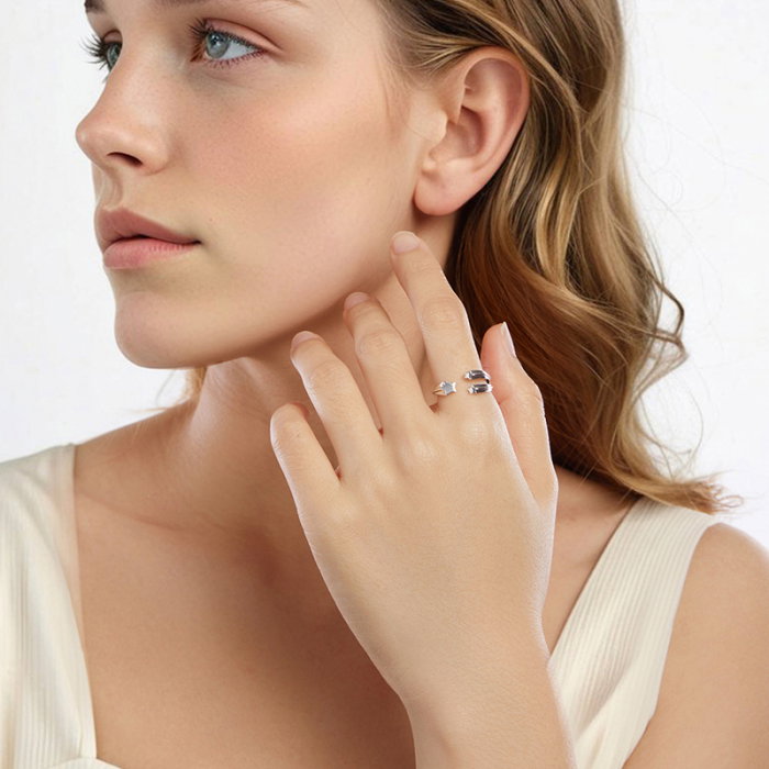 Inel argint reglabil cu stelute [9]